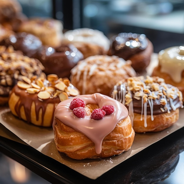 Many Different Types Of Donuts On A Tray