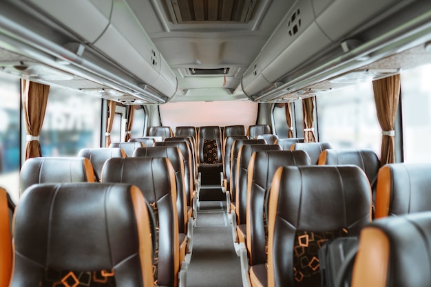 Many empty seats without passengers on the bus