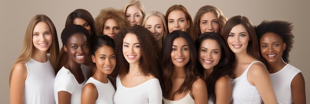 多くの民族の美人 異なる人種の女性 白人 アフリカ人 アジア人 インド人