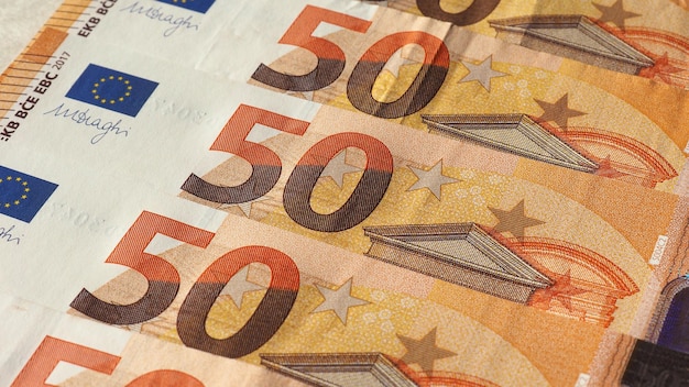 Foto molte banconote in euro utili come sfondo