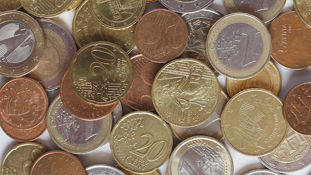 many euro coins useful as a background