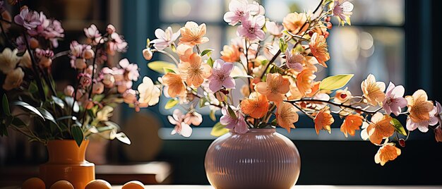 Photo a many flowers in a vase on a table