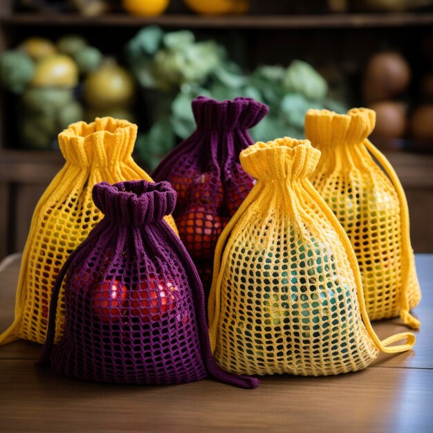 Foto molti frutti e verdure nel sacco