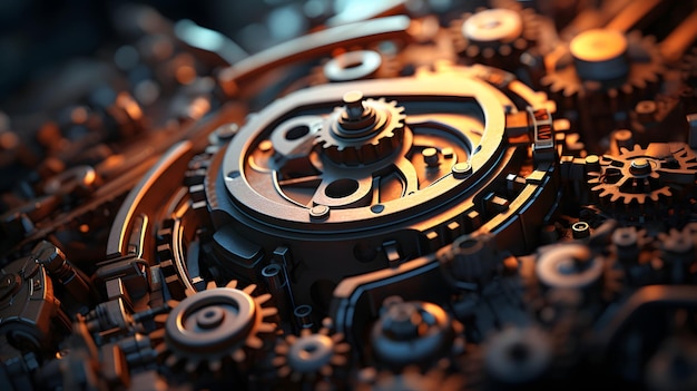 many gears being put together in the style of realistic