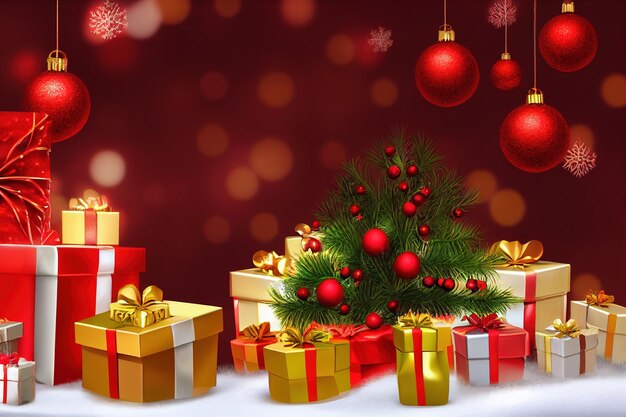 Many gift boxes for merry christmas and new year 2023\
spectacular celebration