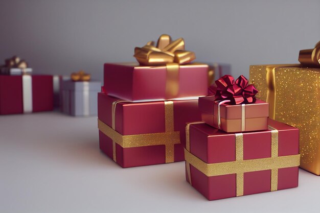 Many gift boxes for merry christmas and new year 2023 spectacular celebration