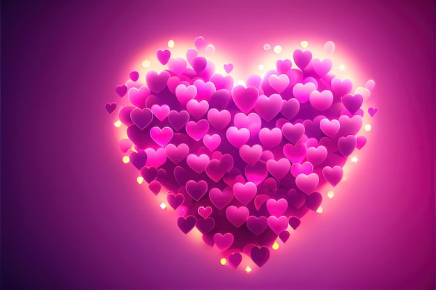Many glowing hearts pink background for valentines day love heart neural network generated art digitally generated image not based on any actual scene or pattern