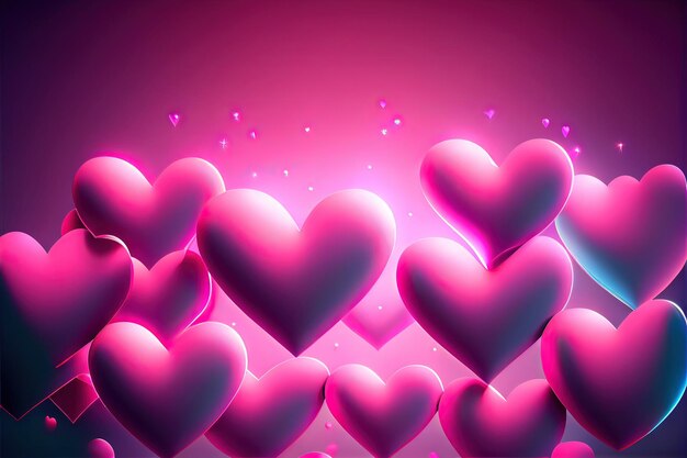 Premium Photo | Many glowing hearts pink background for valentines day love  heart neural network generated art digitally generated image not based on  any actual scene or pattern