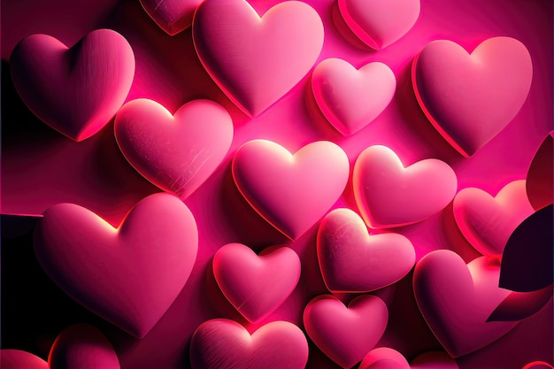 Many glowing hearts pink background for valentines day love\
heart neural network generated art digitally generated image not\
based on any actual scene or pattern