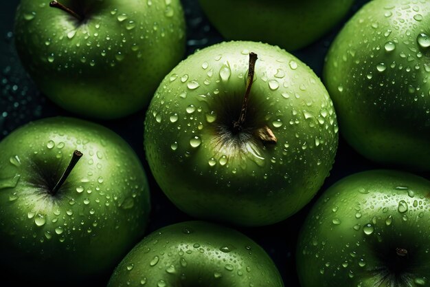 Photo many green apples background neural network ai generated