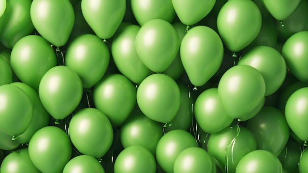 Photo many green balloons