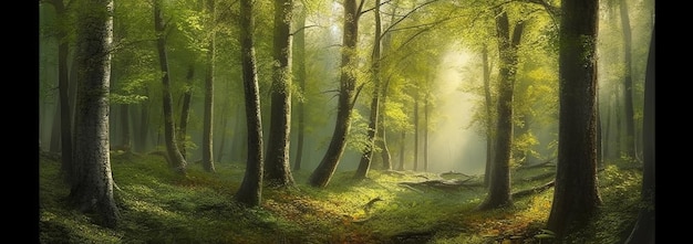 Many Green and Bright Trees in the Forest