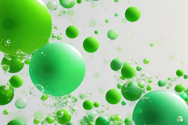 Many green bubbles abstract background