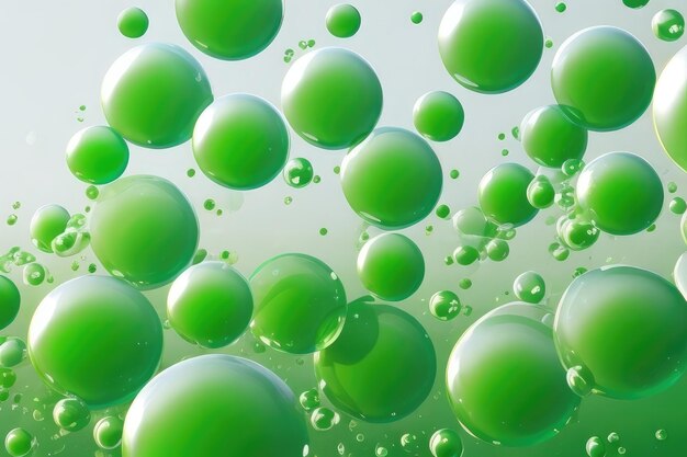 Many green bubbles abstract background