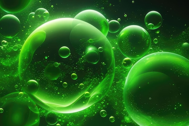 多くの緑の泡の抽象的な背景