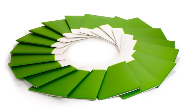 Many green folder isolated on white