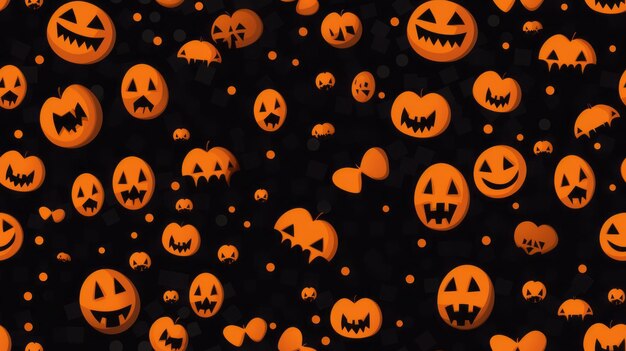 many halloween pumpkins on a black background