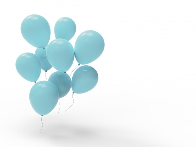 Premium PSD  Many cyan balloons on transparent background