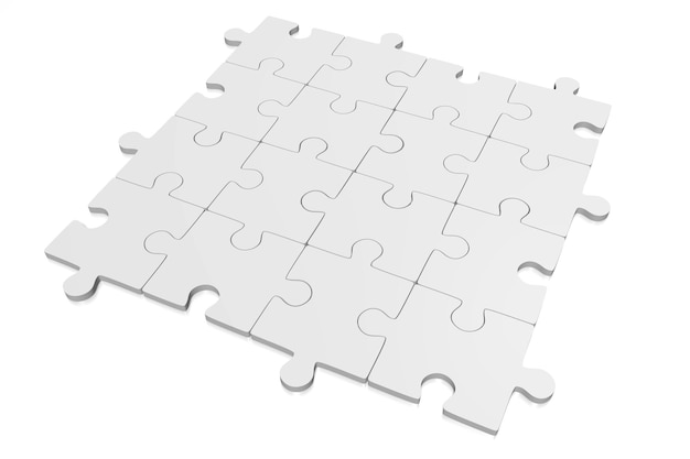 Many jigsaw puzzle pieces 3D illustration