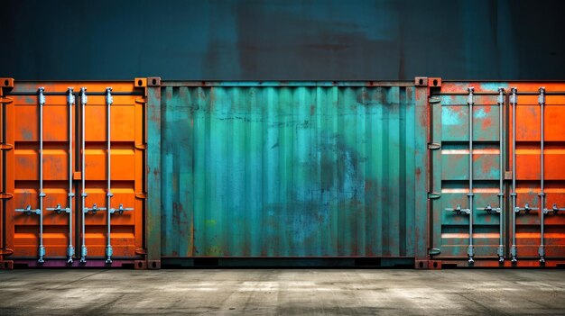 写真 多くの長い貨物コンテナは,輸入輸出事業のために港のターミナルに積み重ねられています. 物流卸載,積載,貯蔵,貨物分類.
