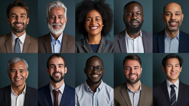 Many lot of multiracial business people group smiling faces headshot portraits