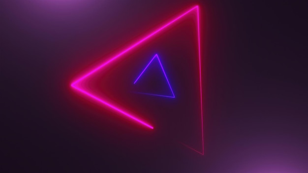 Photo many neon triangles in space abstract computer generated backdrop 3d render