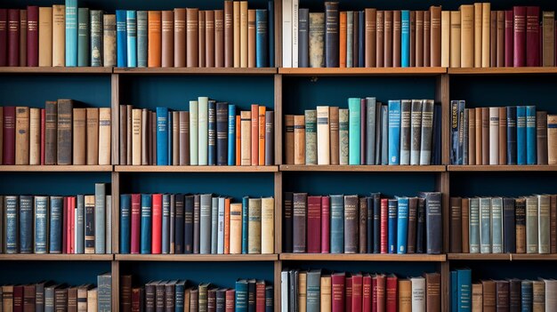 Photo many old books in the library