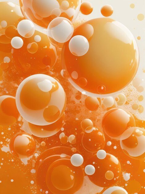 Many orange bubbles abstract background