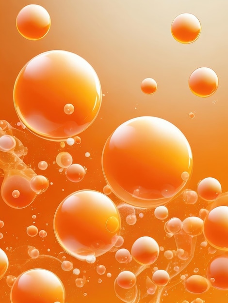 Many orange bubbles abstract background