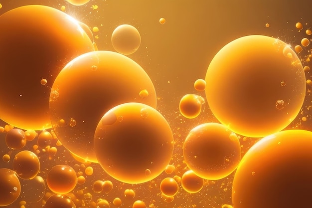 Many orange bubbles abstract background