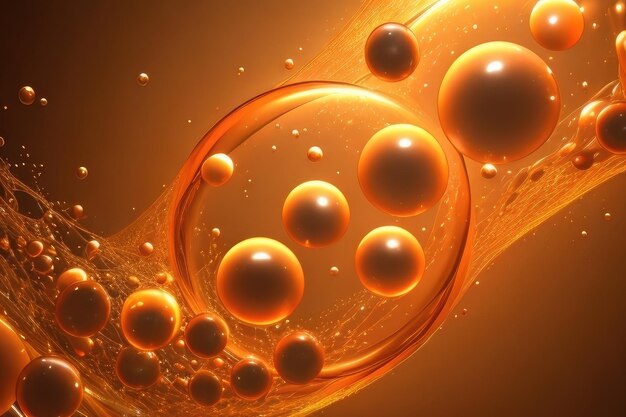 Many orange bubbles abstract background