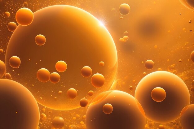 Many orange bubbles abstract background