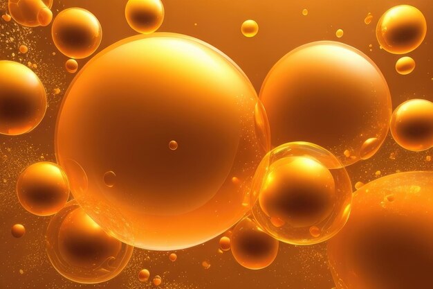 Many orange bubbles abstract background