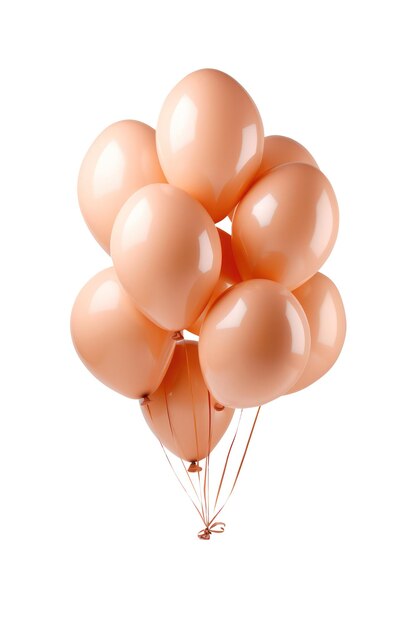 Many peach balloons isolated on white background generative ai