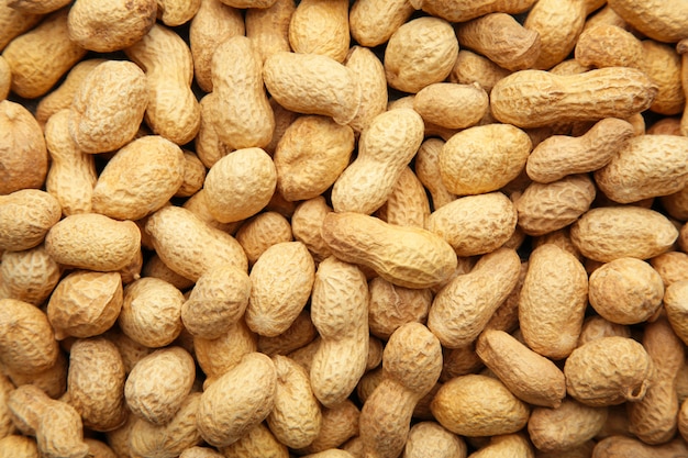 Many peanuts in shells background