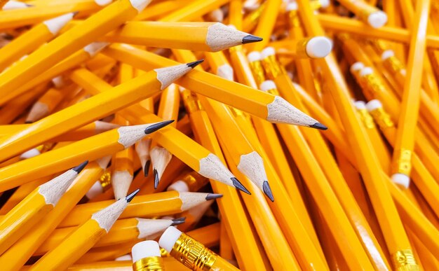 Many pencils piled in a big pile