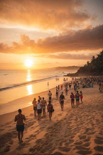 Many people go to the beach to see the sunset