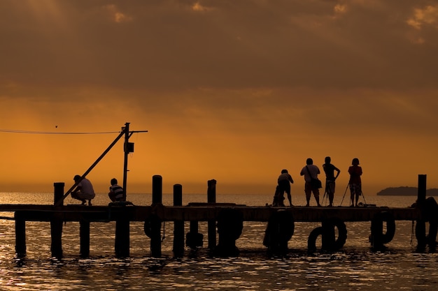 Many photographers with morning light. In an island