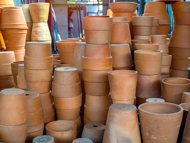 Many piles of terracotta pots