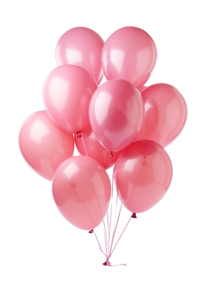 Many pink balloons isolated on white background generative ai