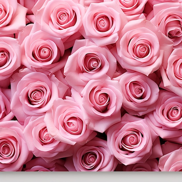 Many pink roses isolated on white