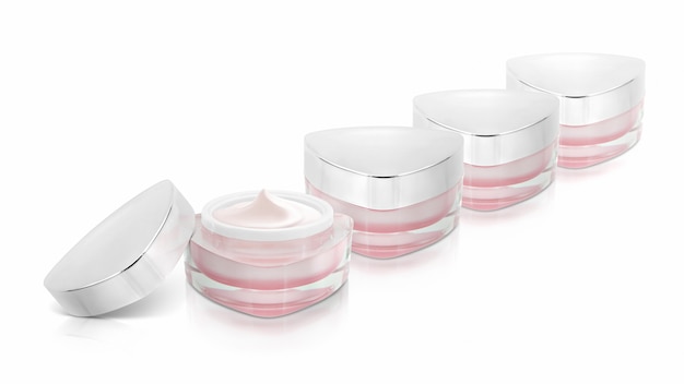 Many pink triangle cosmetic jars