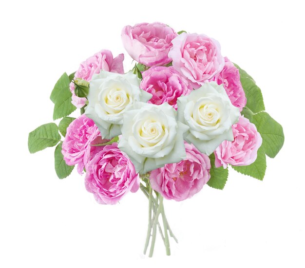 many pink and white roses bunch