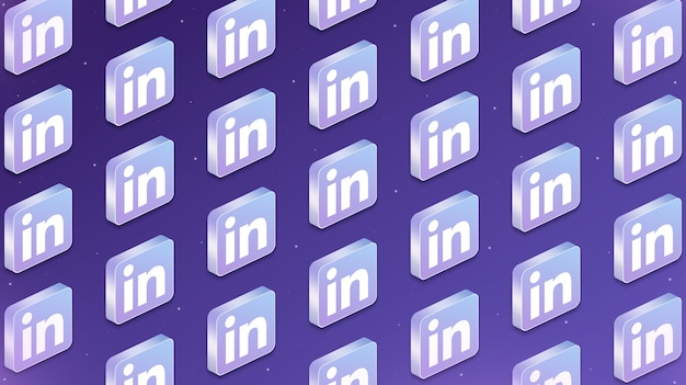 Many platforms with linkedin social network logo icons 3d