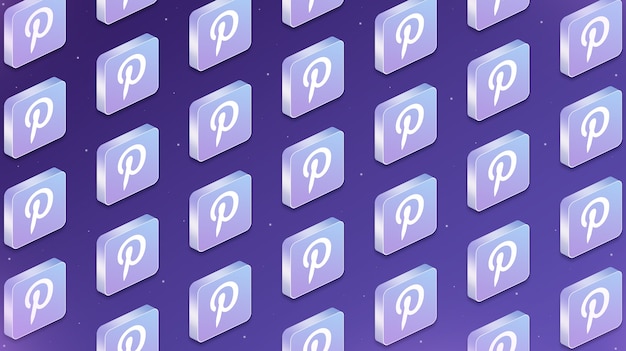 many platforms with pinterest social network logo icons 3d