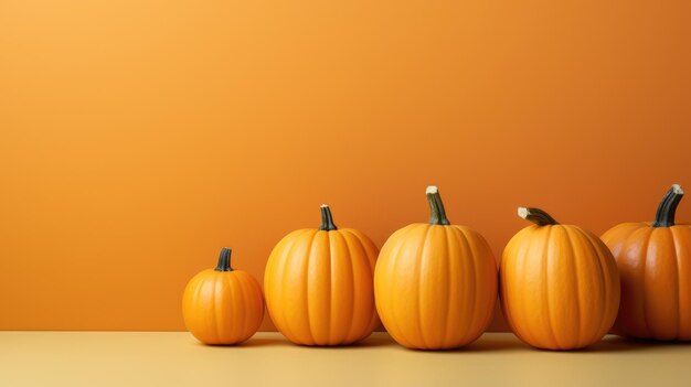 Many pumpkins on orang background