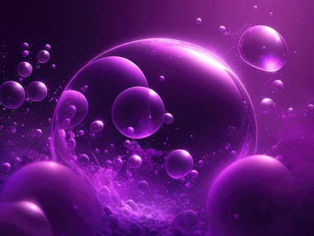 Many purple bubbles abstract background