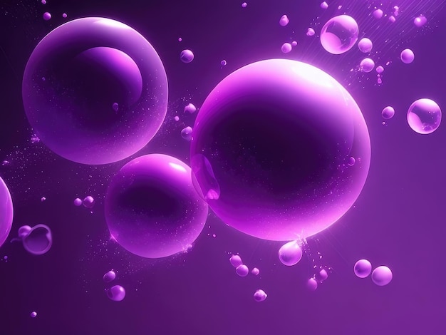 Many purple bubbles abstract background