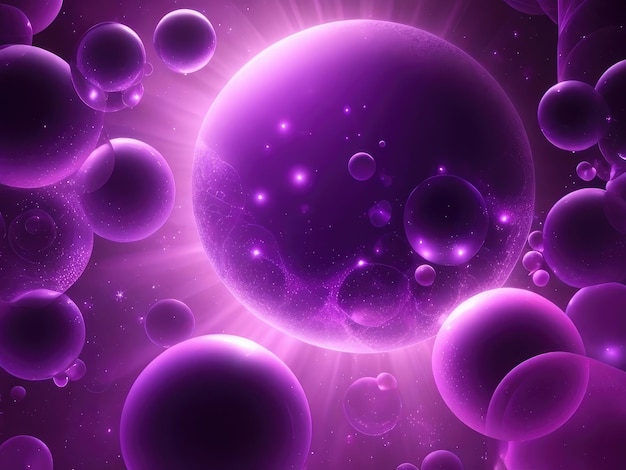 Many purple bubbles abstract background