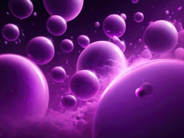 Many purple bubbles abstract background